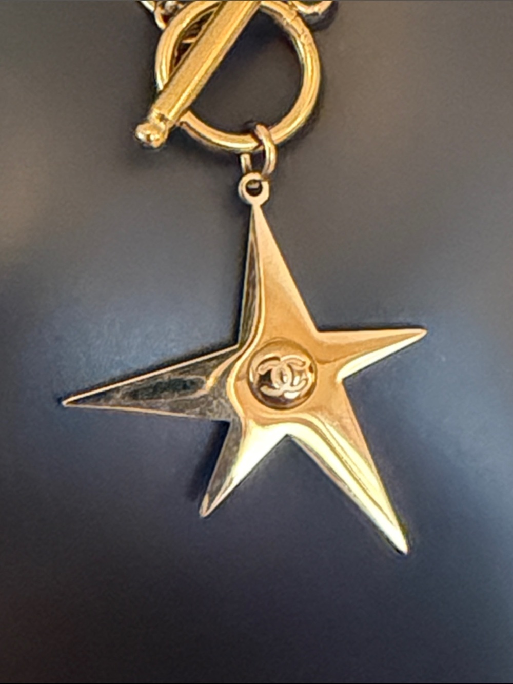 Gold-Tone Layered Star & Interlocking CC Pendant Necklace - - Picture 2 of 14